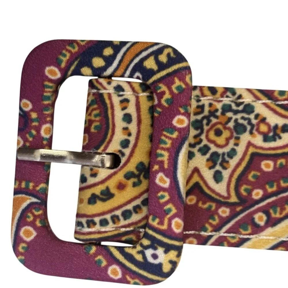 Hale Bob Paisley Print Long Sleeve Belted Dress L - Picture 6 of 13